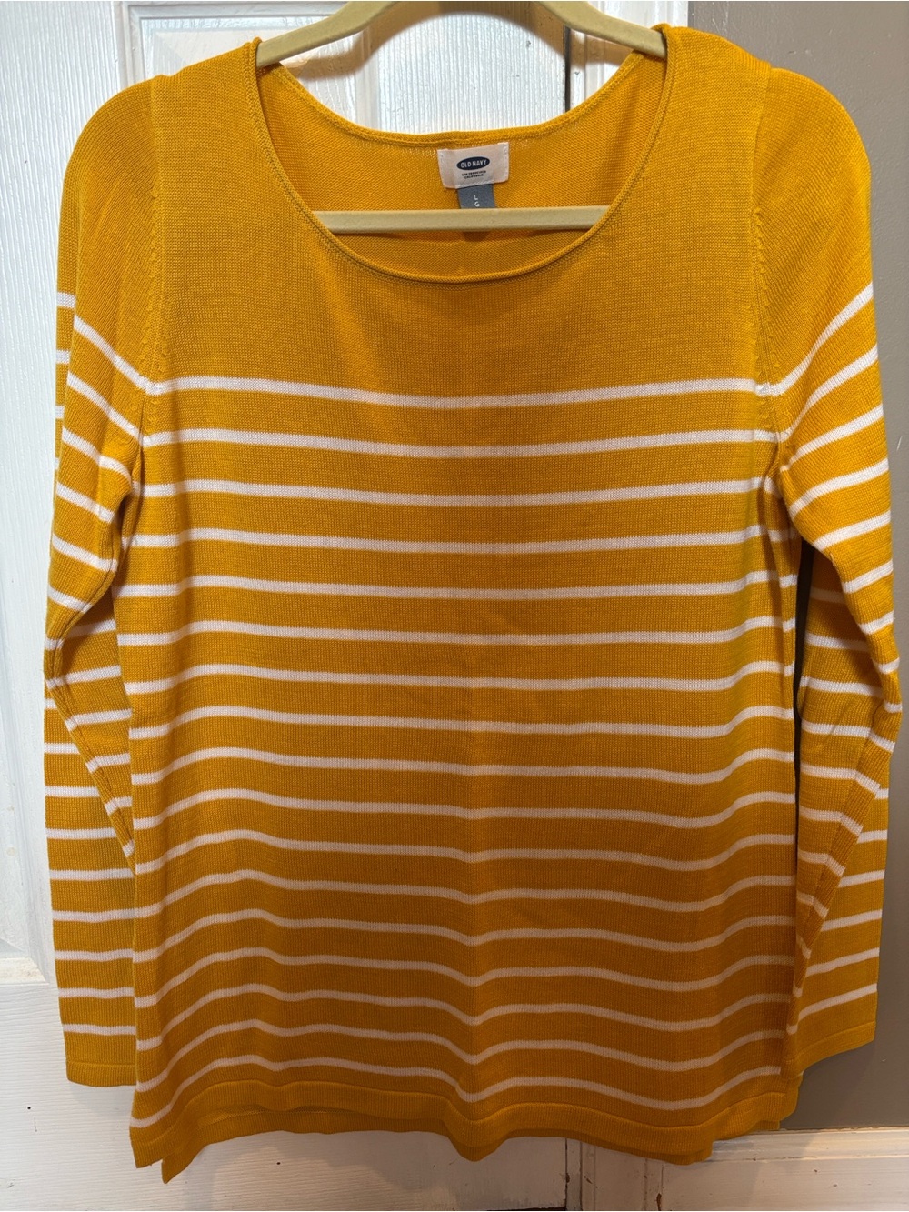 Old Navy Yellow & White Striped Knit Lightweight Sweater Large NWOT
